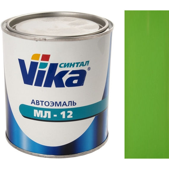 Фото 1 - Автоэмаль МЛ-12, цвет Ярко-Зелёная меламиноалкидная полуглянцевая профессиональная - 0,8 кг Vika/Вика.
