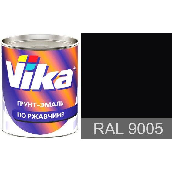 Фото 1 - Грунт-эмаль, цвет RAL 9005 Черный янтарь, шелковисто-матовая по ржавчине, - 0,9 кг Vika/Вика.