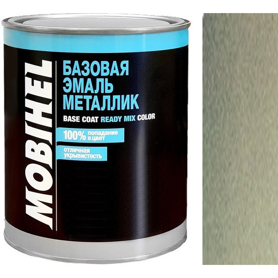 Фото 1 - Автоэмаль Mobihel Металлик цвет GYM GAZА-satin steel grey, профессиональная базовая 1 л.